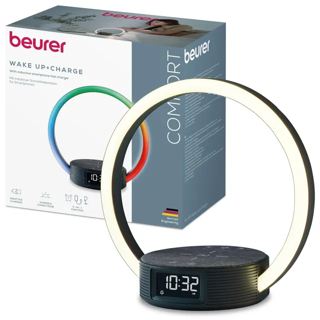 beurer-wl-65-wake-up-charge-lichtwecker-mit-qi-schnellladestation-sonnenaufgang- image 1
