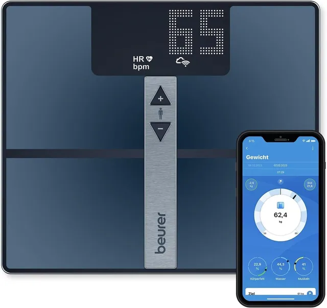 beurer-bf-980-diagnosewaage-wlan-bluetooth-k-rperanalysewaage-mit-herzfrequenzme image 1