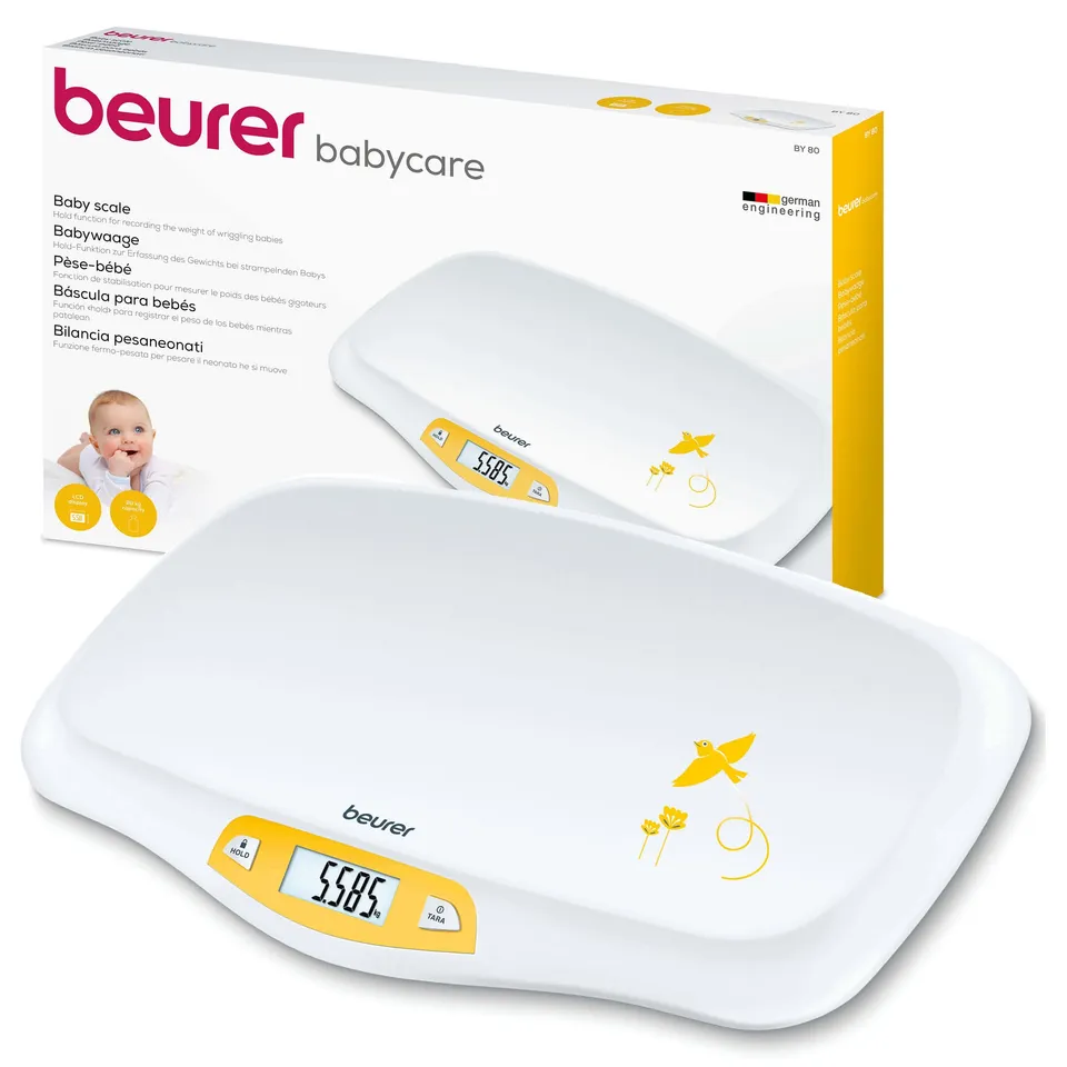beurer-by-80-babywaage-mit-gew-lbter-wiegefl-che-20-kg-tragkraft-tara-und-holdfu image 1
