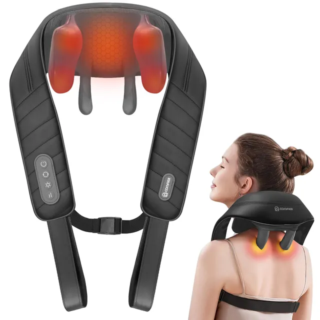 comfier-kabelloses-nackenmassageger-t-mit-w-rme-4d-shiatsu-knetmassage-f-r-nacke image 1