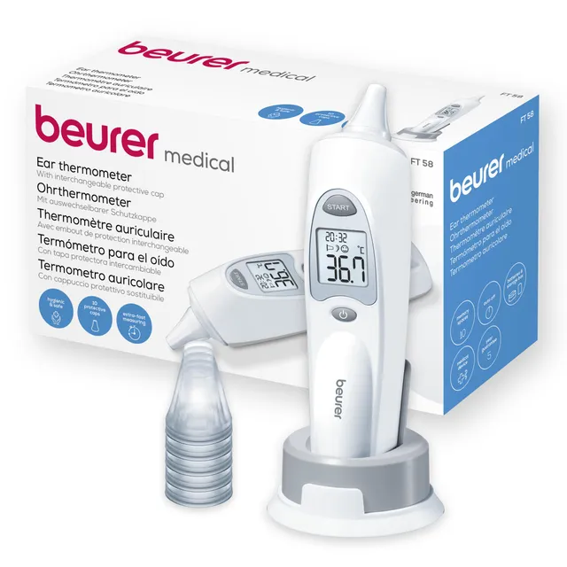 beurer-ft-58-ohrthermometer-mit-infrarot-messtechnik-fieberindikator-10-schutzka image 1