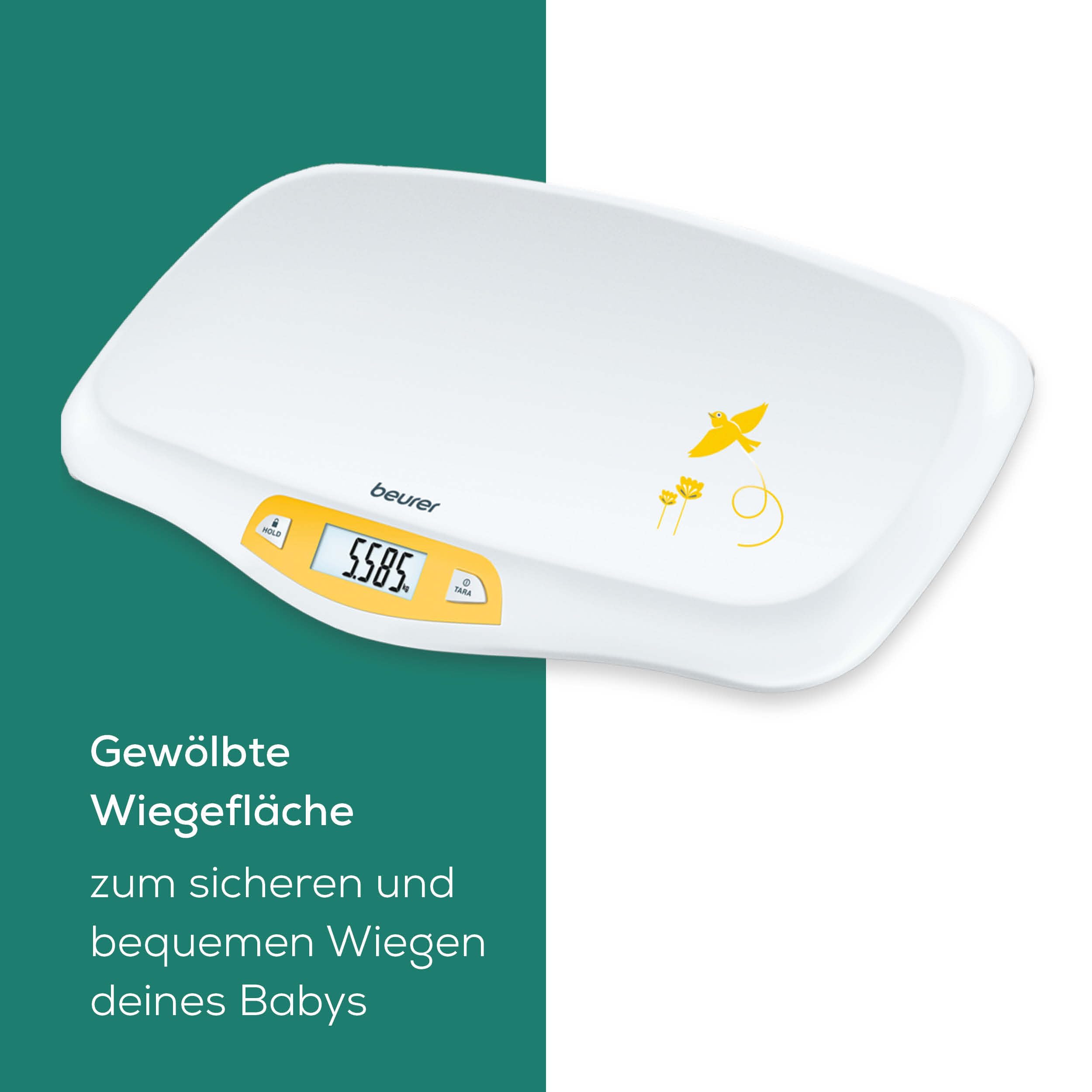beurer-by-80-babywaage-mit-gew-lbter-wiegefl-che-20-kg-tragkraft-tara-und-holdfu image 3