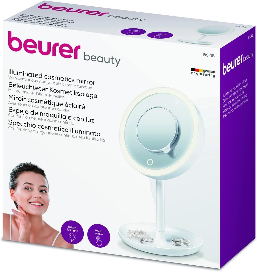 beurer-bs-45-led-kosmetikspiegel-touch-sensor-magnetischer-5-fach-vergr-erungssp image 3