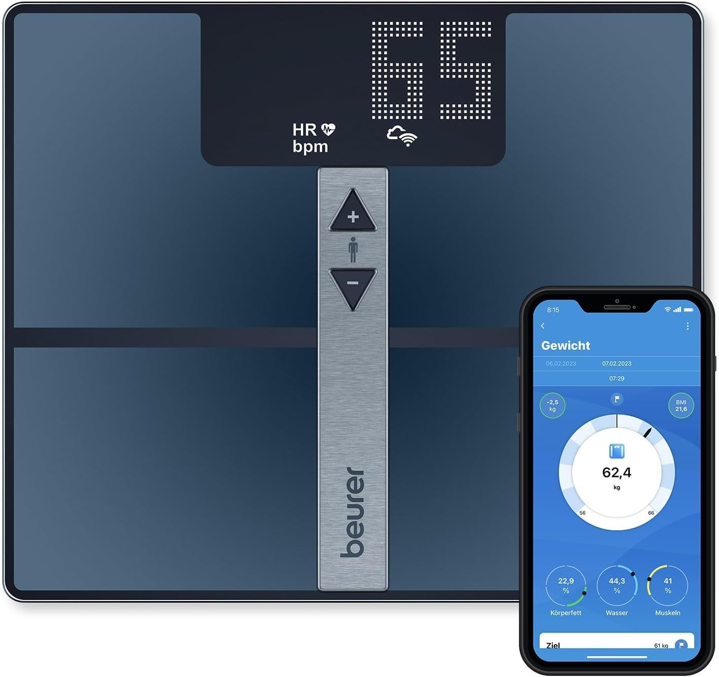 beurer-bf-980-diagnosewaage-wlan-bluetooth-k-rperanalysewaage-mit-herzfrequenzme image 1