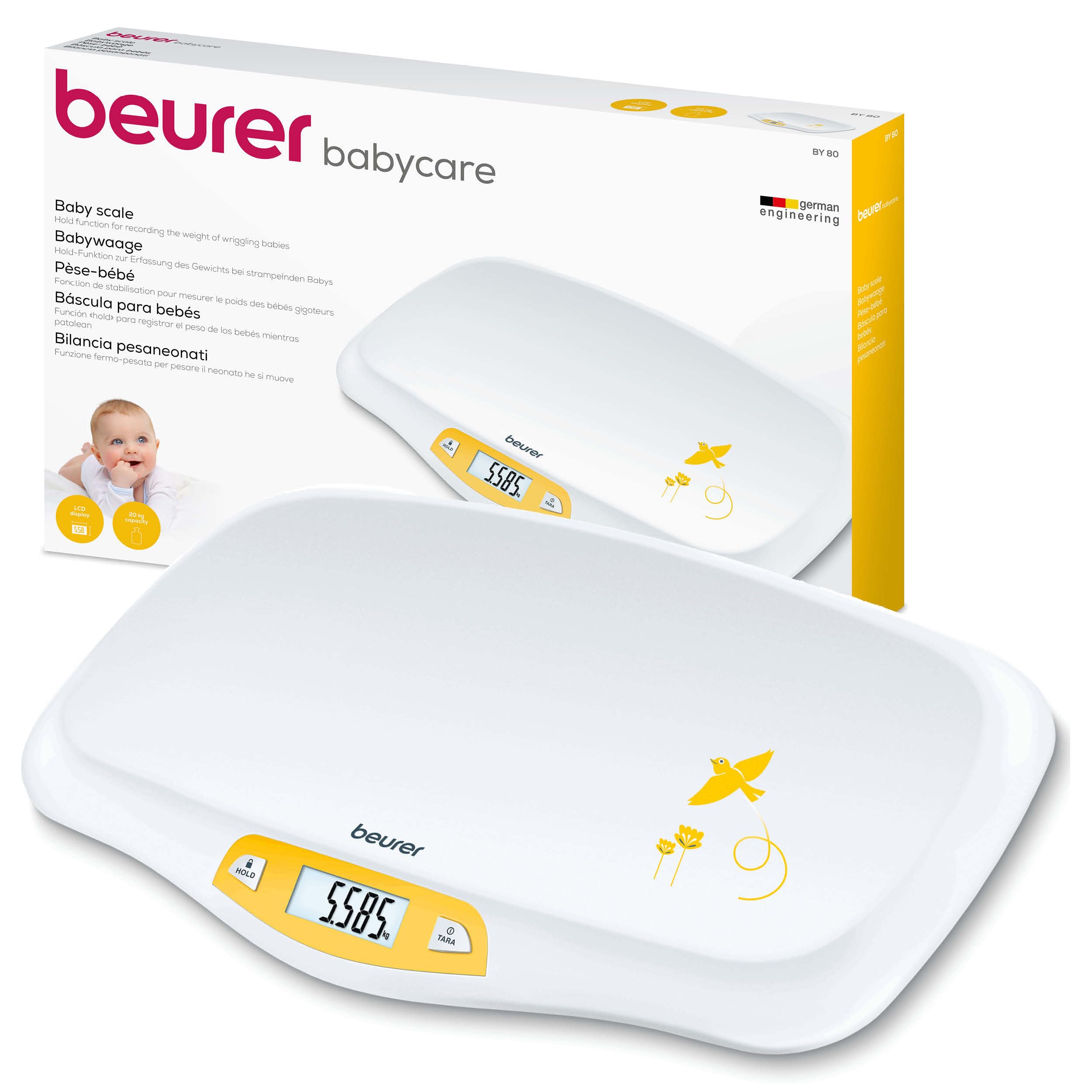 beurer-by-80-babywaage-mit-gew-lbter-wiegefl-che-20-kg-tragkraft-tara-und-holdfu image 1