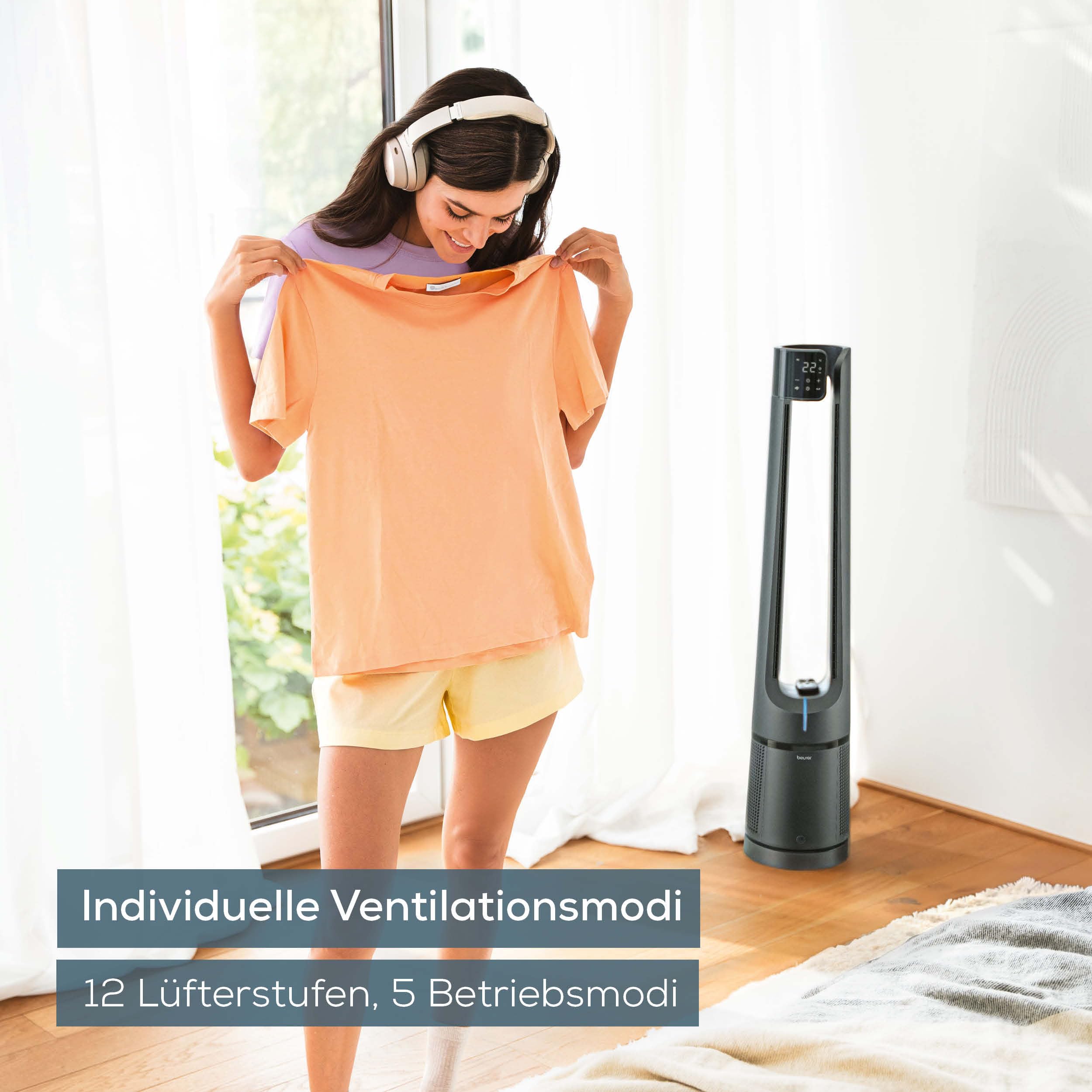 beurer-lv-500-pureflow-2-in-1-ventilator-luftreiniger-rotorloser-turmventilator- image 5