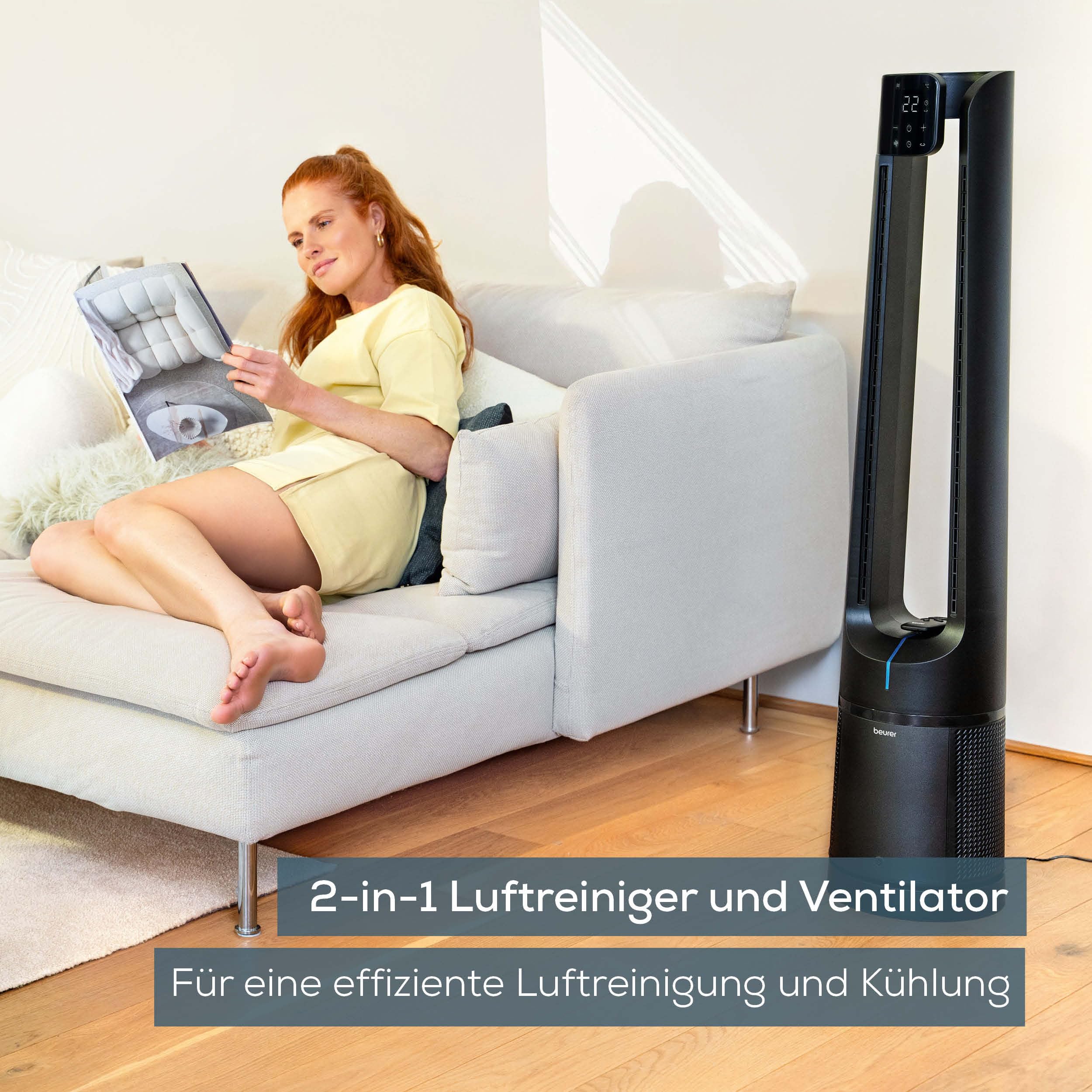 beurer-lv-500-pureflow-2-in-1-ventilator-luftreiniger-rotorloser-turmventilator- image 2
