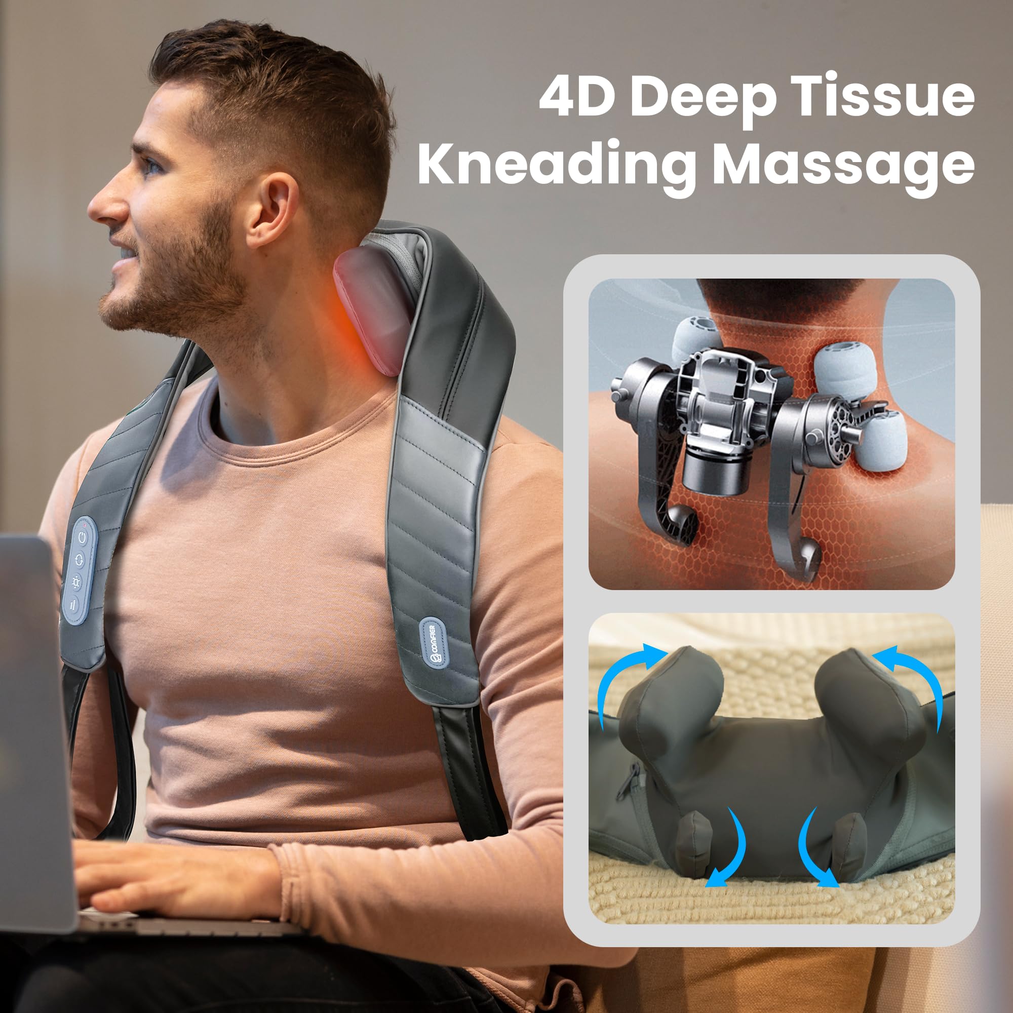comfier-kabelloses-shiatsu-nackenmassageger-t-mit-w-rme-4d-tiefenknetmassage-3-w image 2