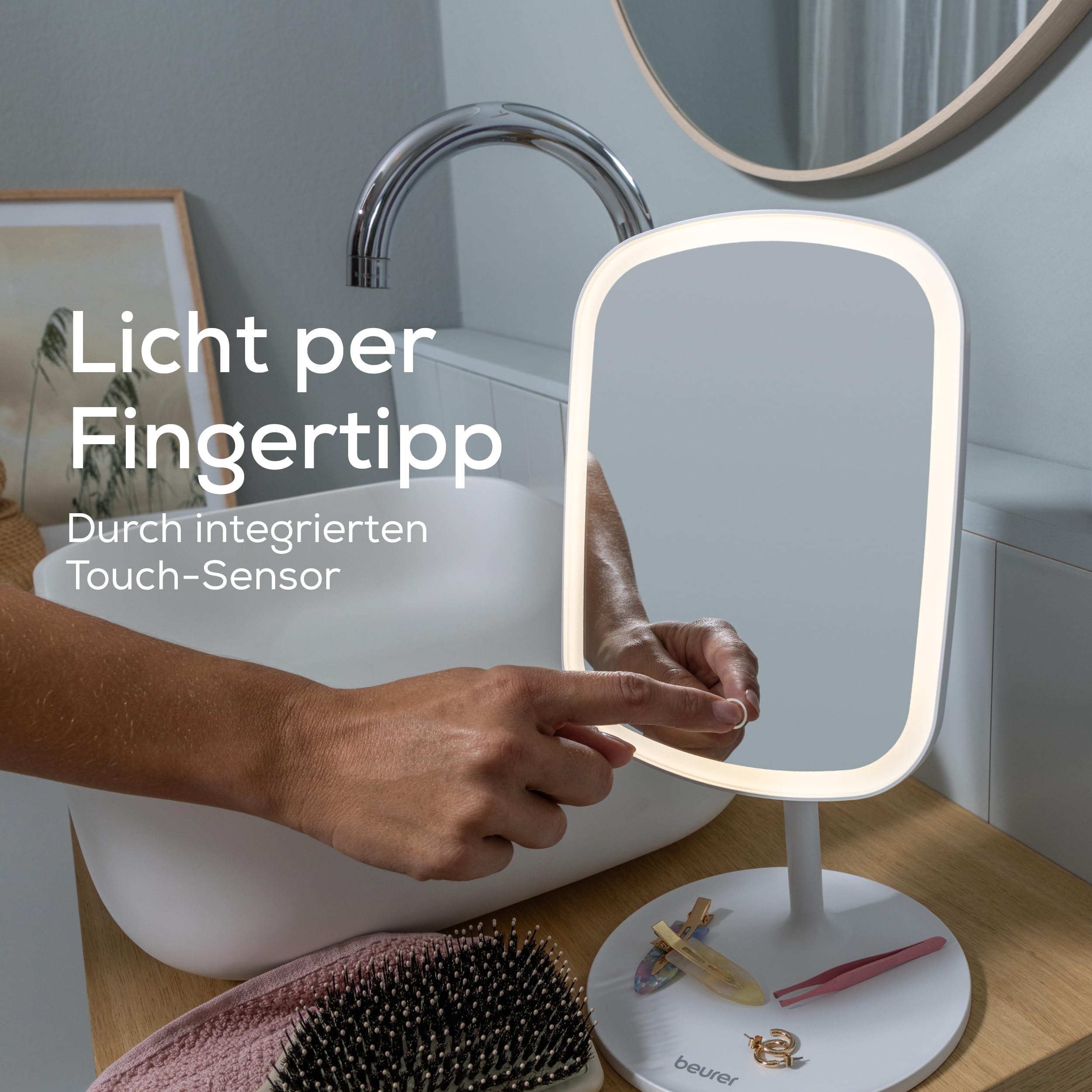 beurer-bs-47-kosmetikspiegel-beleuchteter-schminkspiegel-mit-3-lichtfarben-stufe image 2