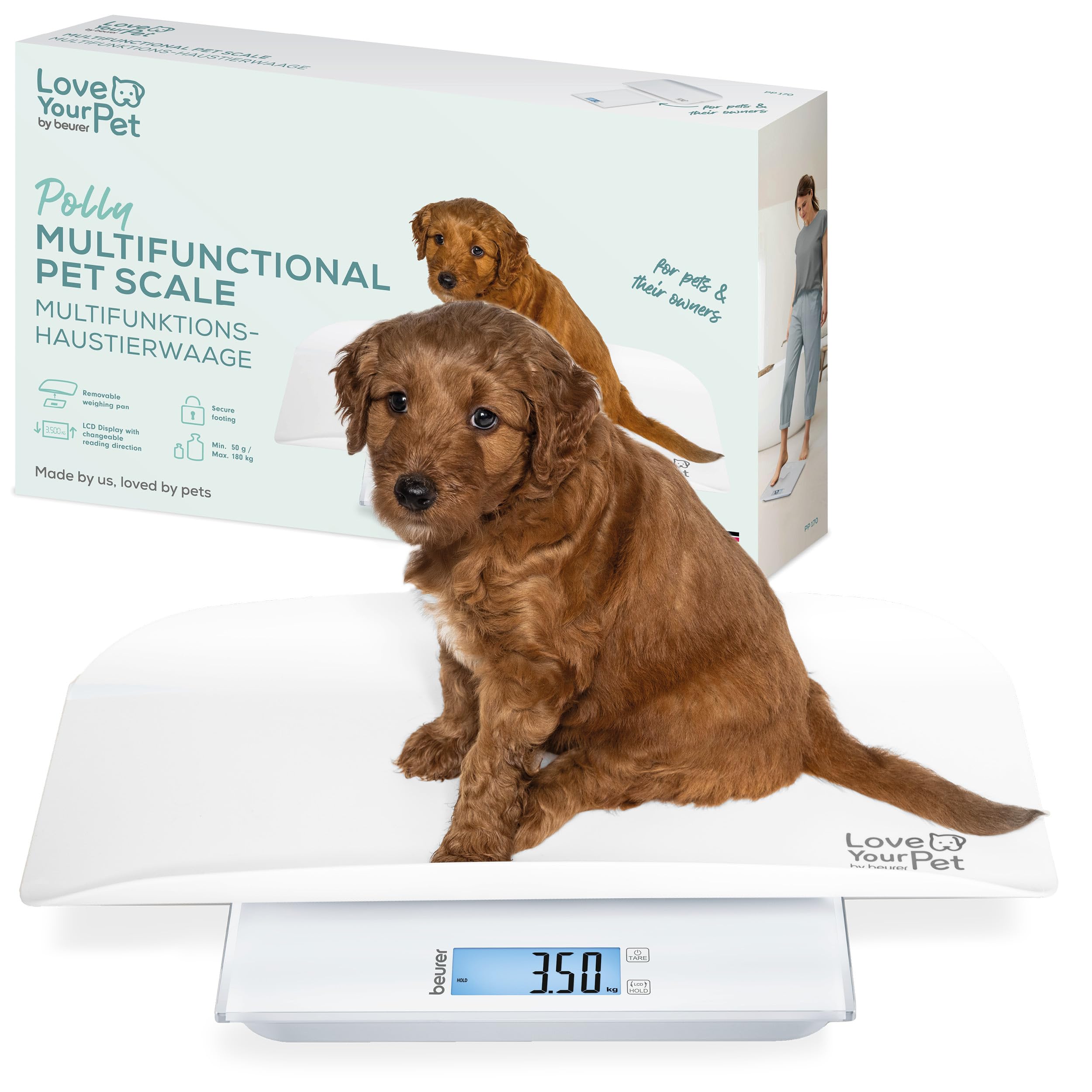 beurer-love-your-pet-tierwaage-polly-haustier-und-personenwaage-100-g-180-kg-mit image 1