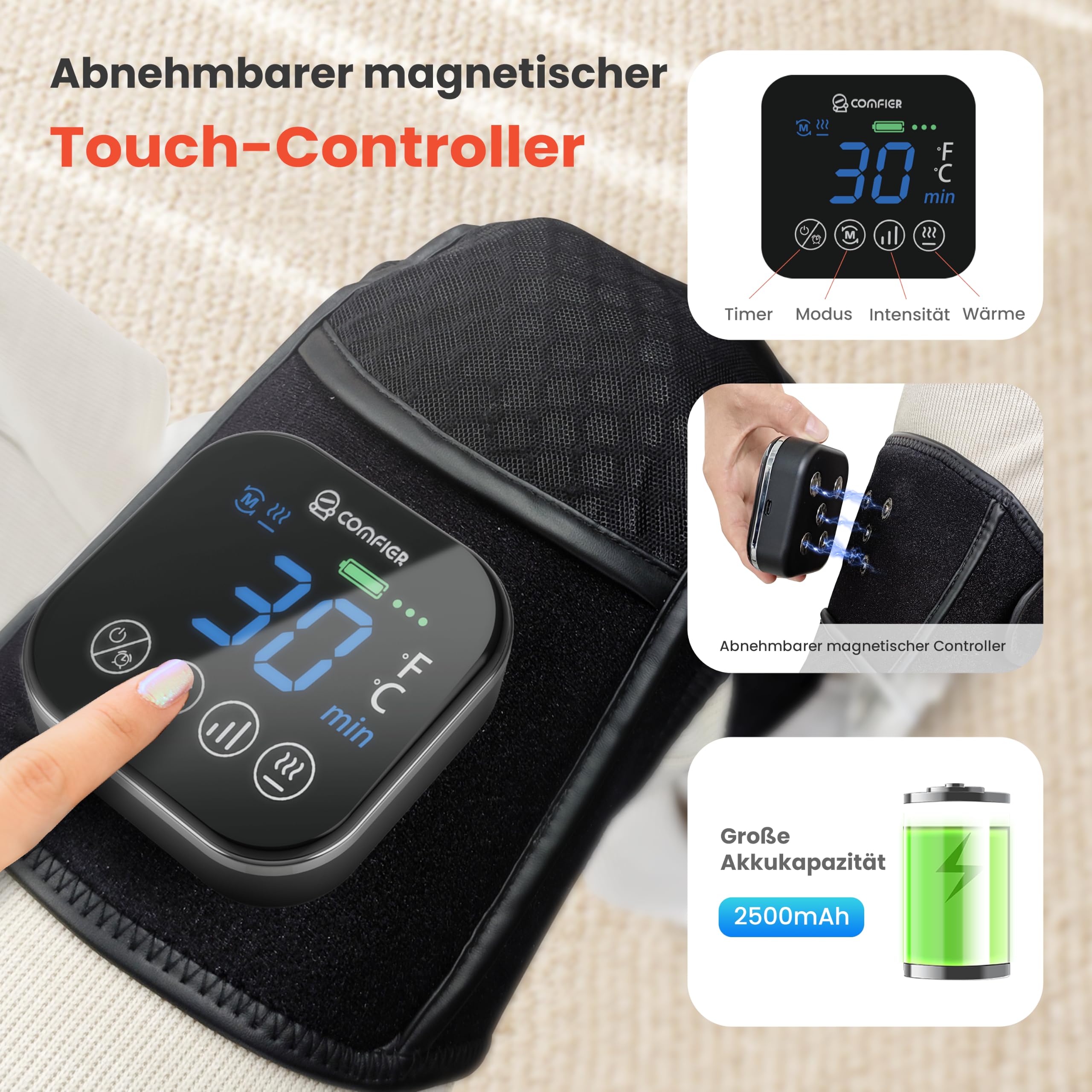 comfier-kabelloses-knie-massageger-t-mit-w-rme-graphen-heizung-mit-4-stufen-35-5 image 6