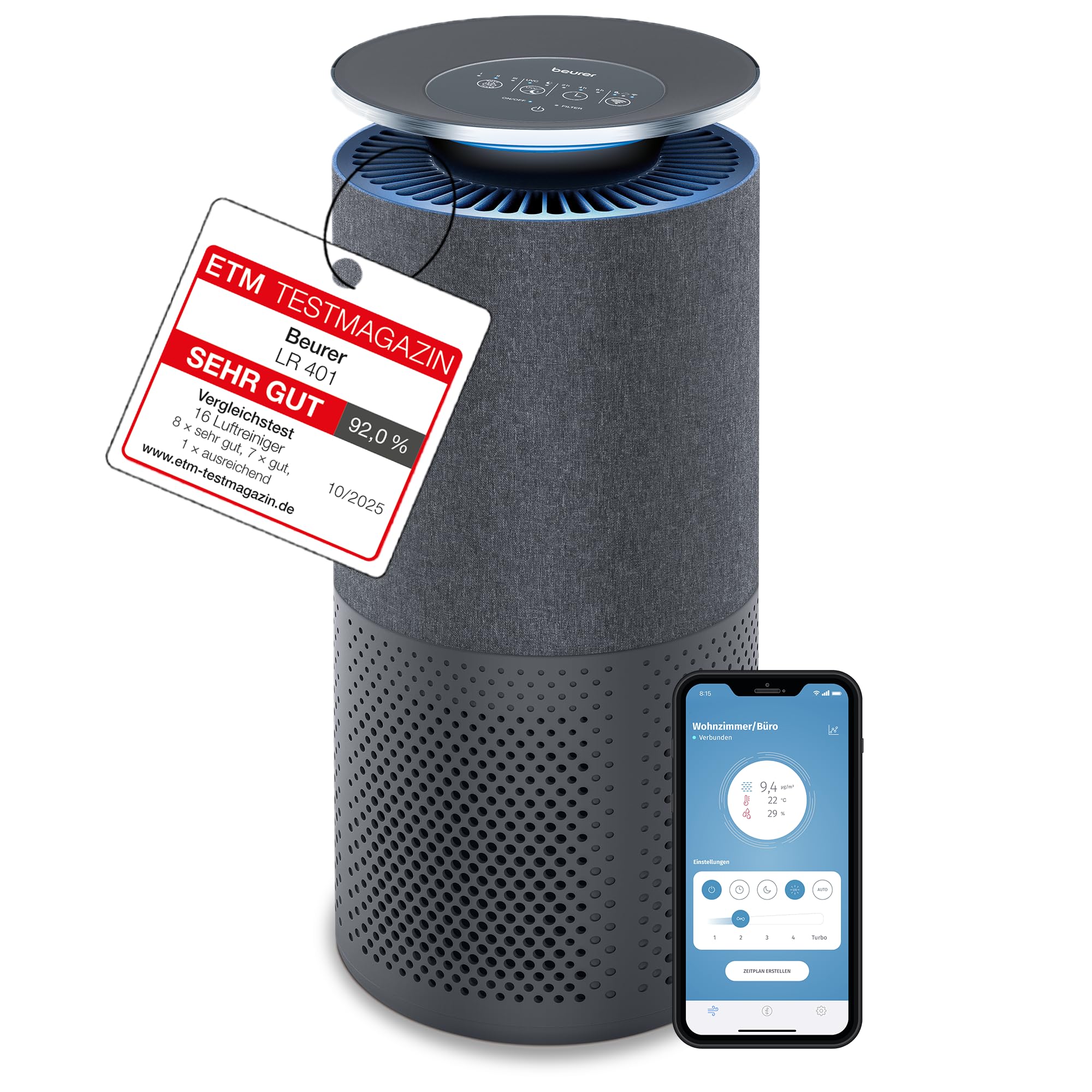 beurer-lr-400-luftreiniger-app-steuerung-dreischichtiges-filtersystem-mit-hepa-h image 8