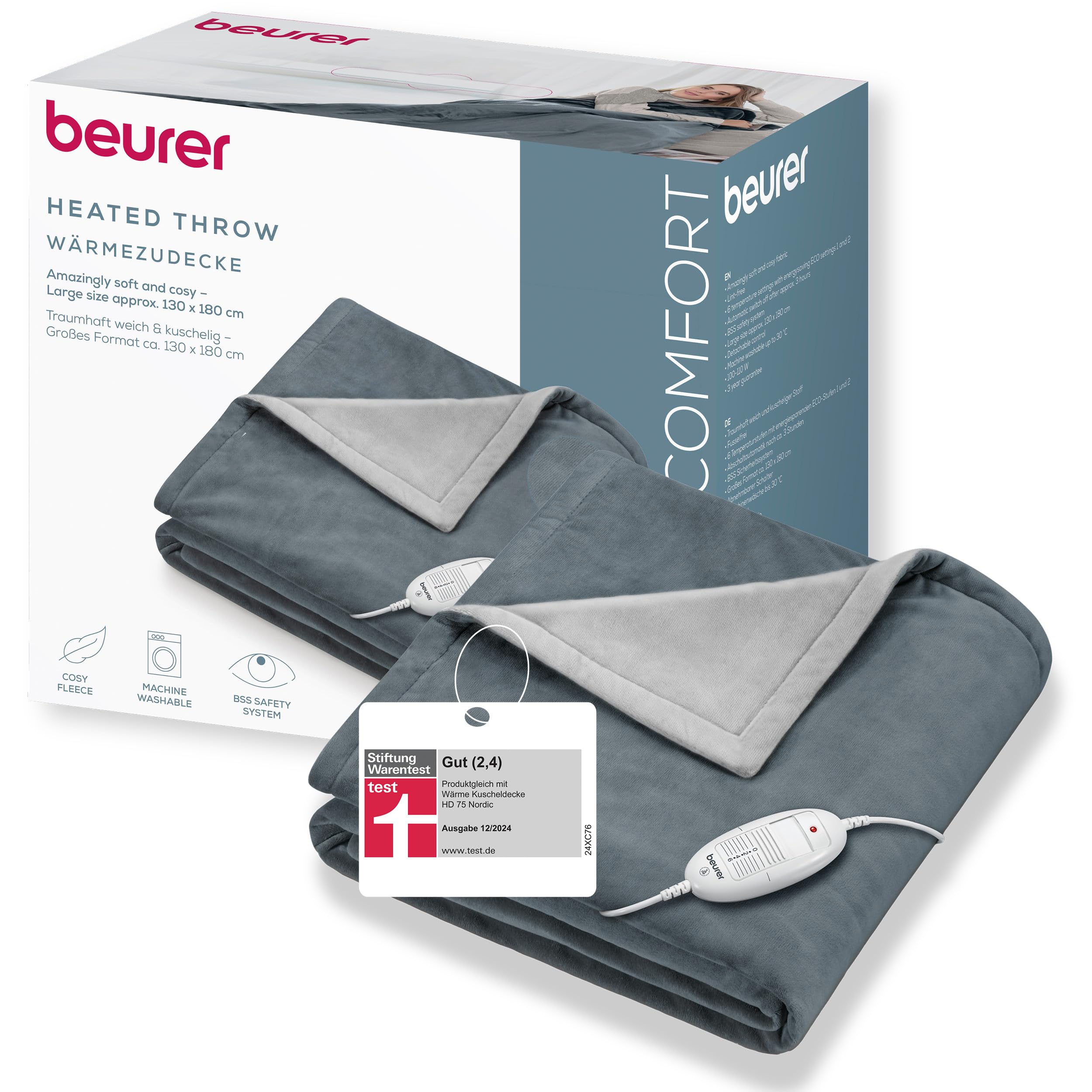 beurer-hd-75-heizdecke-dark-grey-kuschelige-elektrische-w-rmezudecke-180-x-130-c image 1